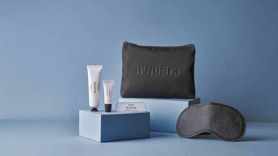 BYREDO amenity kit for Singapore Airlines Business Class with Blanche Eau de Parfum